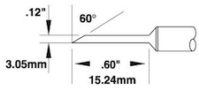 600 Series Cartridge, Long Hoof Drag Tip 60º 3.05mm for MX-500, SMTC-0170Metcal
